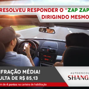 Infração média por dirigir usando o celular